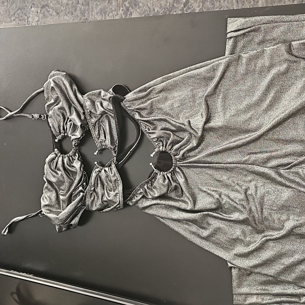 FASHION NOVA novaMetallic Silver Halter Jumpsuit - Picture 7 of 10